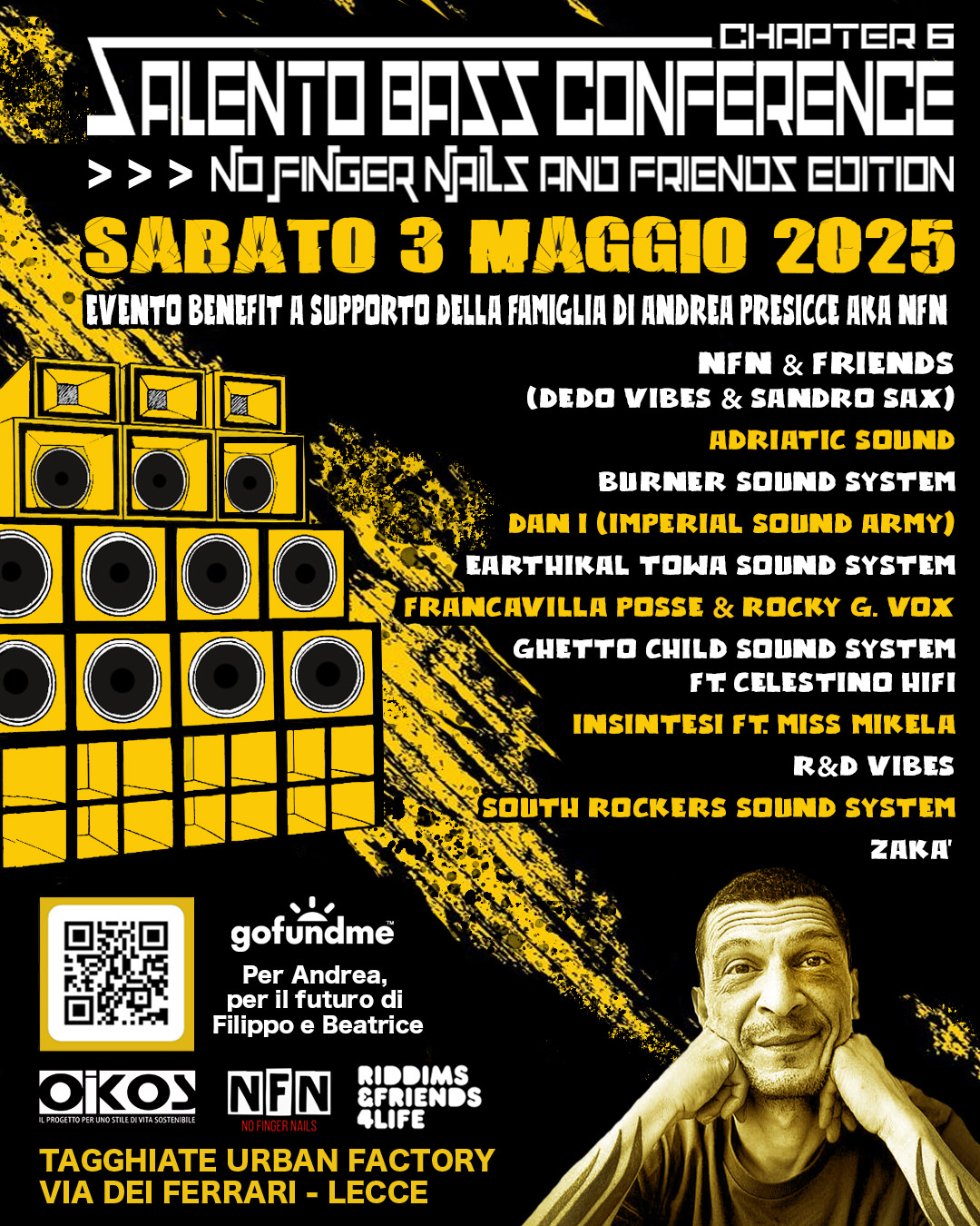 3 maggio Lecce Salento Bass Conference NoFingerNails Andrea Presicce benefit